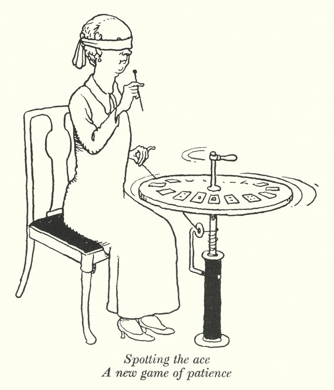 Spotting the ace, Um novo jogo de paciência (litho) de William Heath Robinson