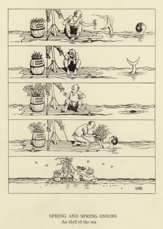 Primavera e cebolinha, um idílio do mar de William Heath Robinson