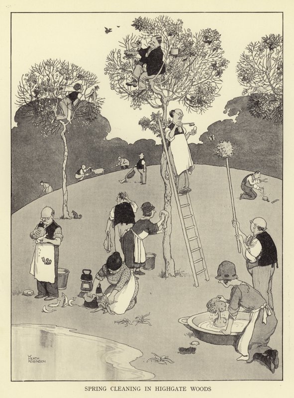 Limpeza de primavera em madeiras Highgate de William Heath Robinson