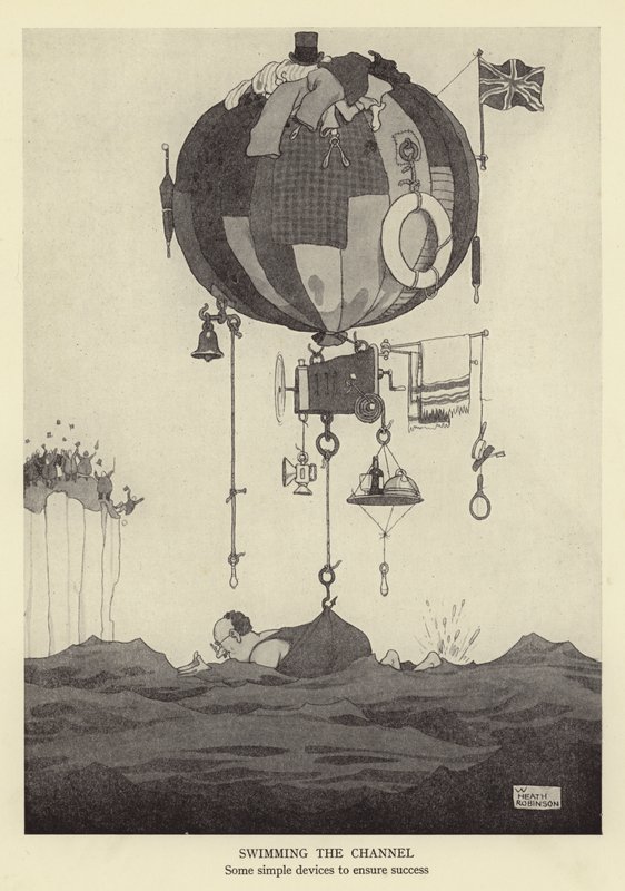Nadando no canal, alguns dispositivos simples para garantir o sucesso de William Heath Robinson