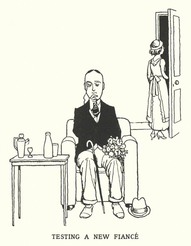 Testando um Novo Noivo (litho) de William Heath Robinson