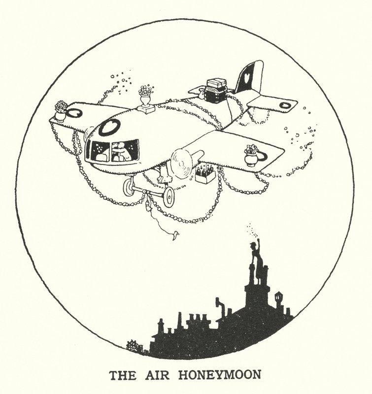 A lua-de-mel do ar (litho) de William Heath Robinson