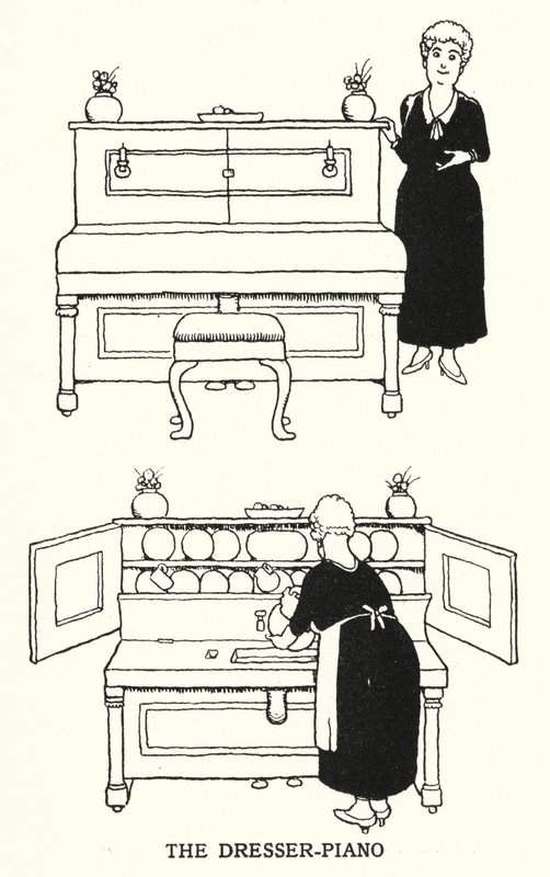 O Cómoda Piano (litho) de William Heath Robinson