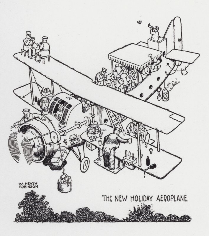 O Novo Avião de Férias (litho) de William Heath Robinson