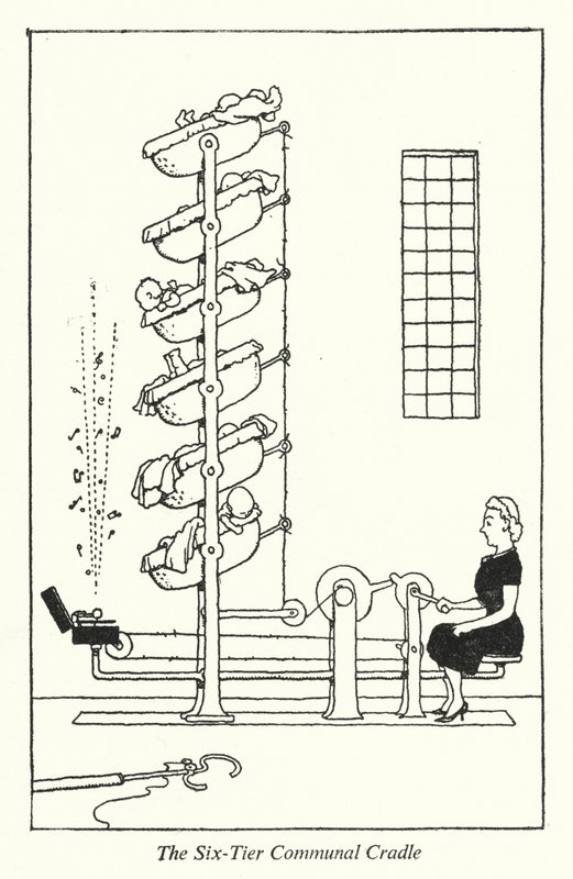 O Berço Comunal de Seis Níveis (litho) de William Heath Robinson