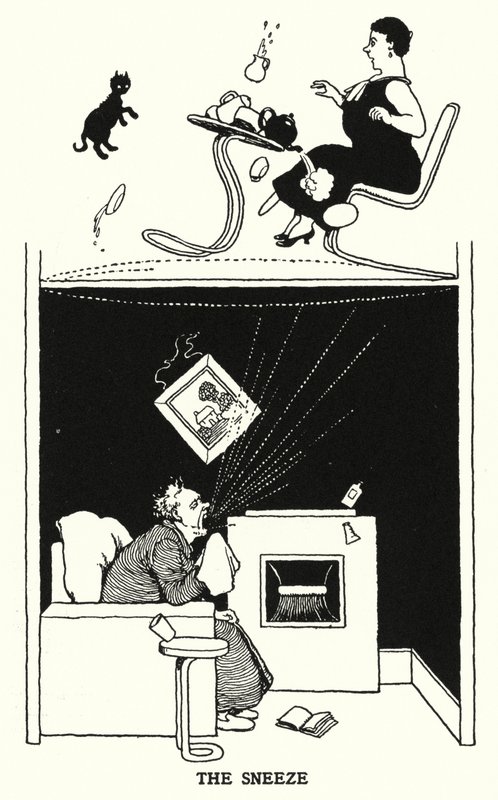 O Espirro (litografia) de William Heath Robinson