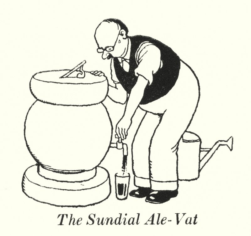 O relógio de sol Ale-Vat (litho) de William Heath Robinson