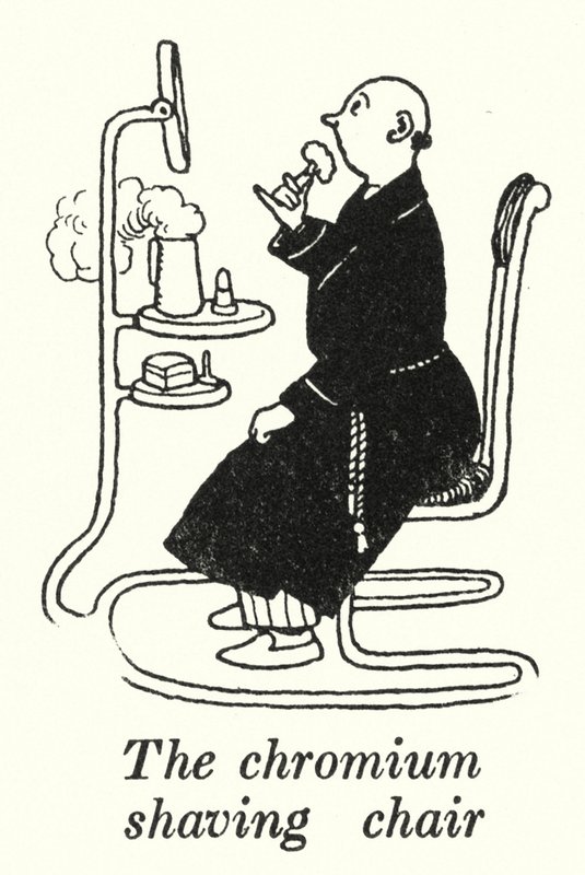 A cadeira de barbear crómio (litho) de William Heath Robinson
