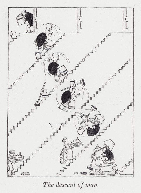 A descendência do homem (litho) de William Heath Robinson