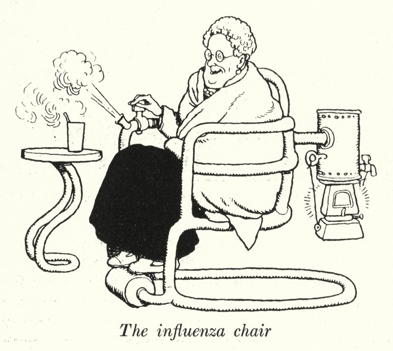 A cadeira da gripe (litho) de William Heath Robinson