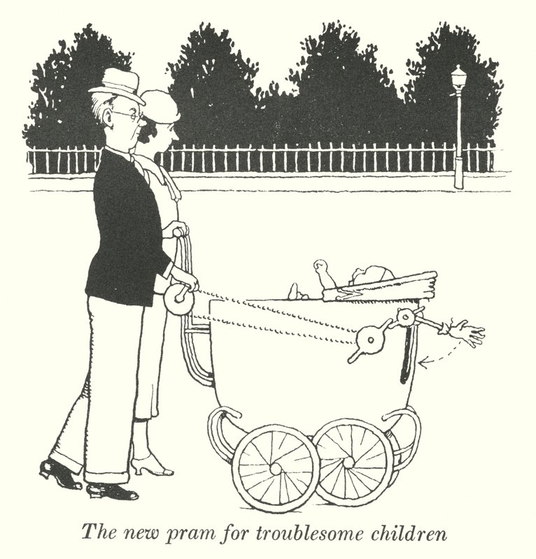 O novo carrinho para crianças problemáticas (litho) de William Heath Robinson