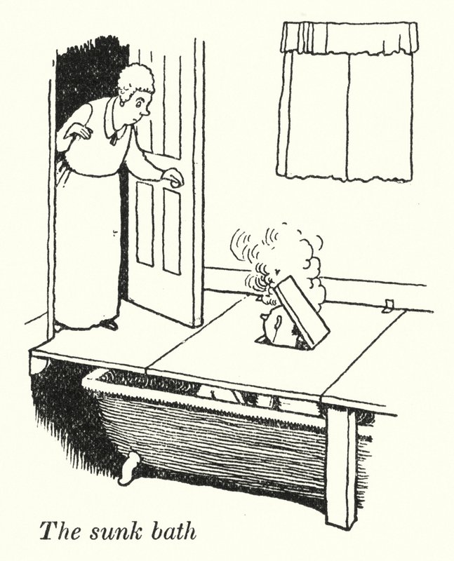O banho de imersão (litho) de William Heath Robinson