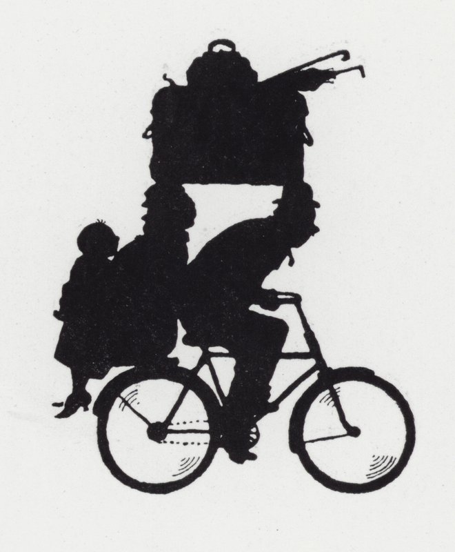 Passeio de bicicleta com a família (litho) de William Heath Robinson