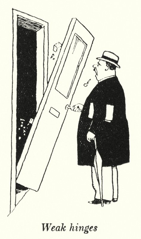Dobradiças fracas (litho) de William Heath Robinson