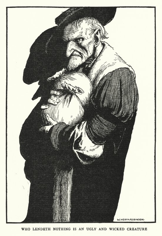 Quem não empresta nada é uma criatura feia e malvada (litho) de William Heath Robinson