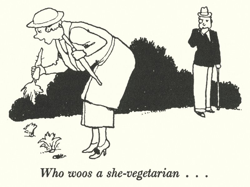Quem é uma vegetariana (litho) de William Heath Robinson