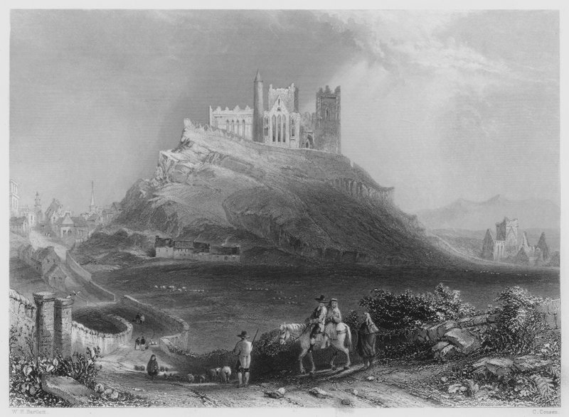Aproximação a Cashel, a partir do Norte (gravação) de William Henry (after) Bartlett