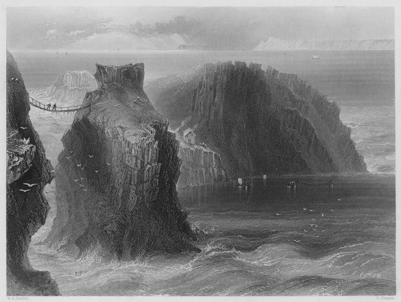 Carrick a Rede, County Antrim (gravura) de William Henry (after) Bartlett