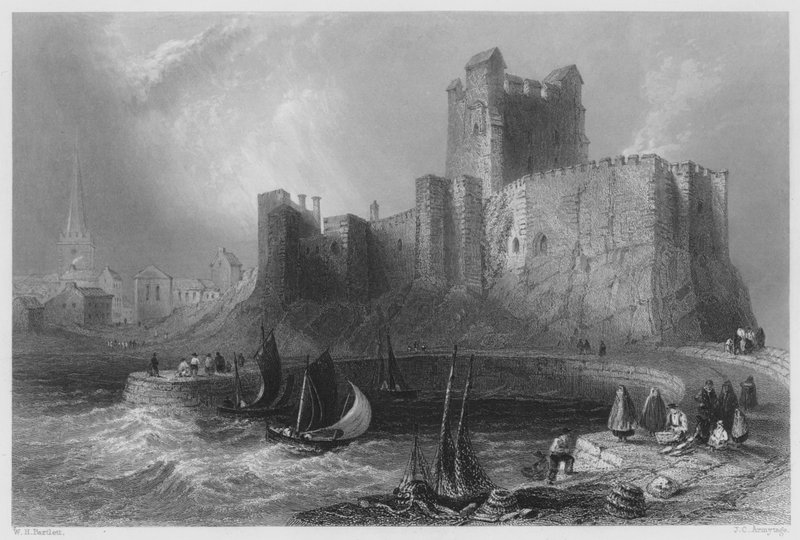 Castelo de Carrickfergus (gravura) de William Henry (after) Bartlett