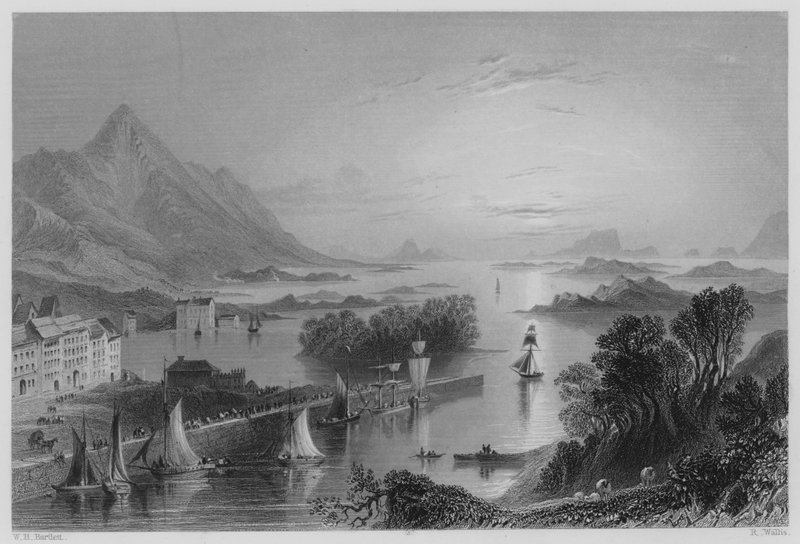 Clew Bay, de Westport (gravura) de William Henry (after) Bartlett