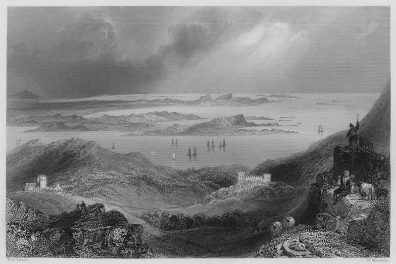 Castelo de Clifden, Connemara (gravura) de William Henry (after) Bartlett