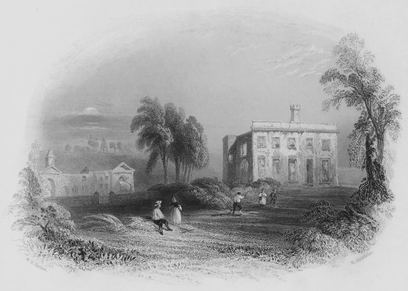 Castelo de Dangan, o local de nascimento de sua Graça o Duque de Wellington (gravura) de William Henry (after) Bartlett