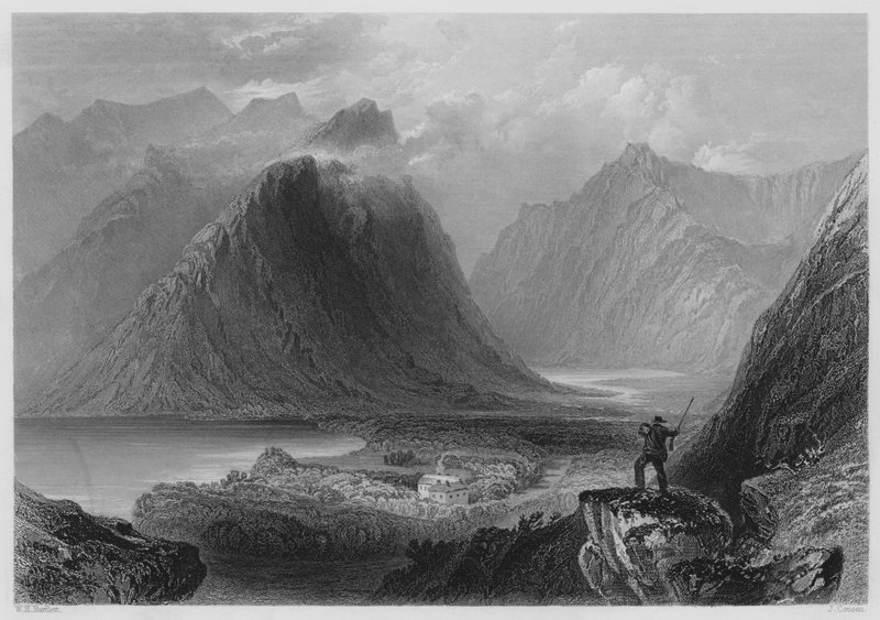 Delphi Lodge, Connemara (gravura) de William Henry (after) Bartlett