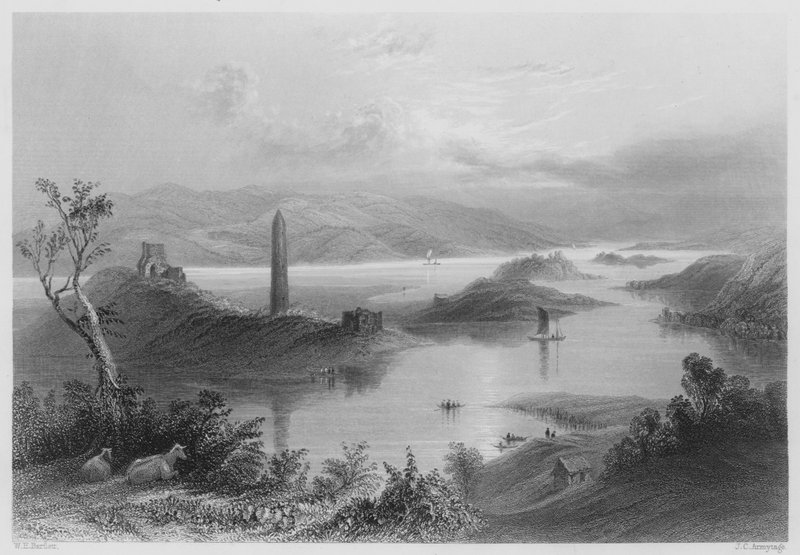 Devenish Island, Loch Erne (gravura) de William Henry (after) Bartlett