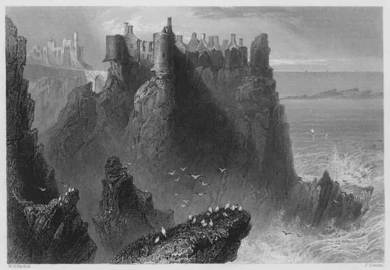 Castelo de Dunluce (gravura) de William Henry (after) Bartlett
