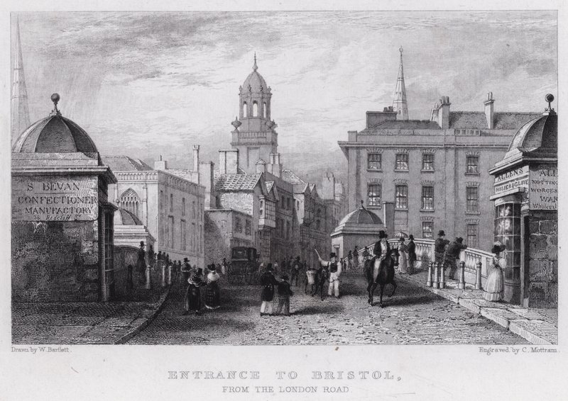 Entrada para Bristol, a partir da London Road (gravação) de William Henry (after) Bartlett