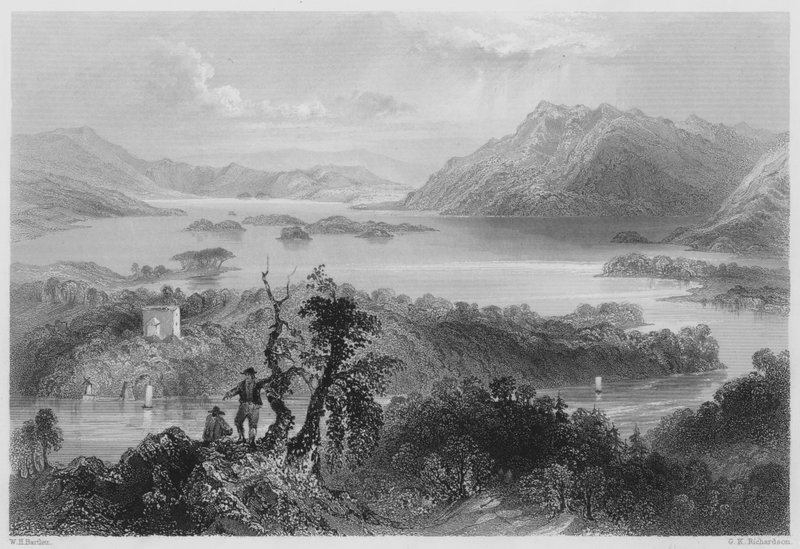 Hazlewood e Lough Gill, Sligo (gravura) de William Henry (after) Bartlett