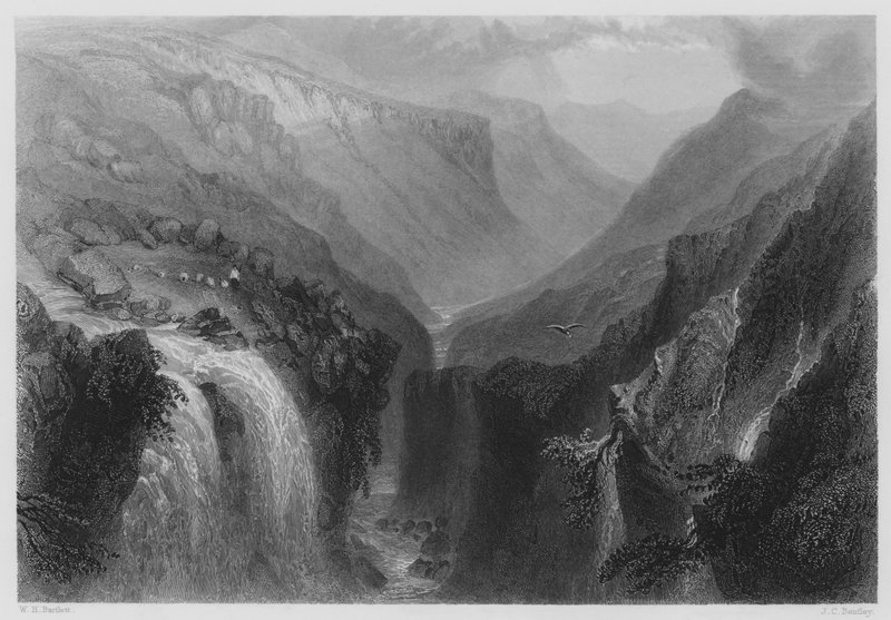 Chefe de Glenmalure, Wicklow County (gravura) de William Henry (after) Bartlett