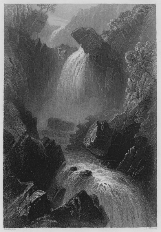 Chefe do Glen do Diabo, Condado de Wicklow (gravura) de William Henry (after) Bartlett