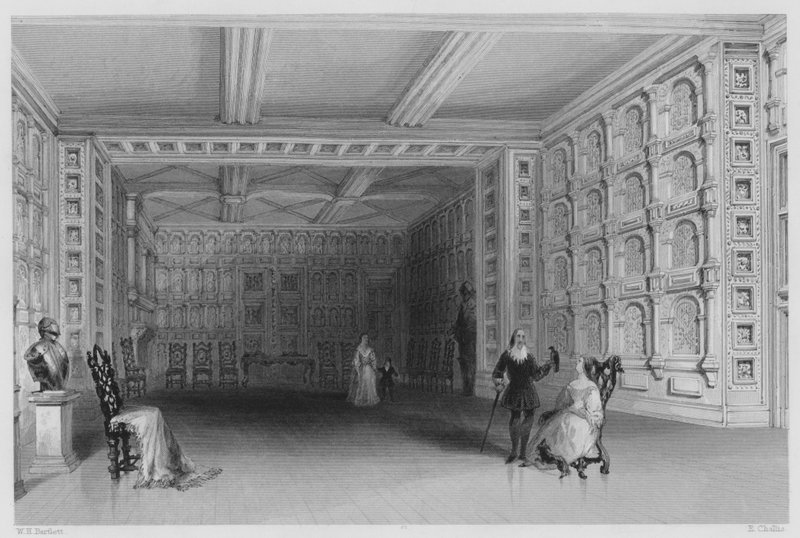 Interior de uma Sala no Castelo de Malahide, Dublin (gravura) de William Henry (after) Bartlett