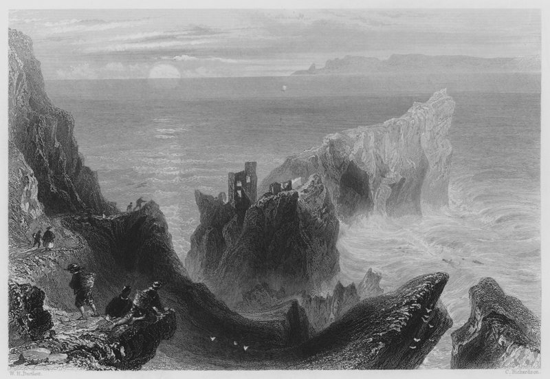 Castelo de Kenbane, Condado de Antrim (gravura) de William Henry (after) Bartlett