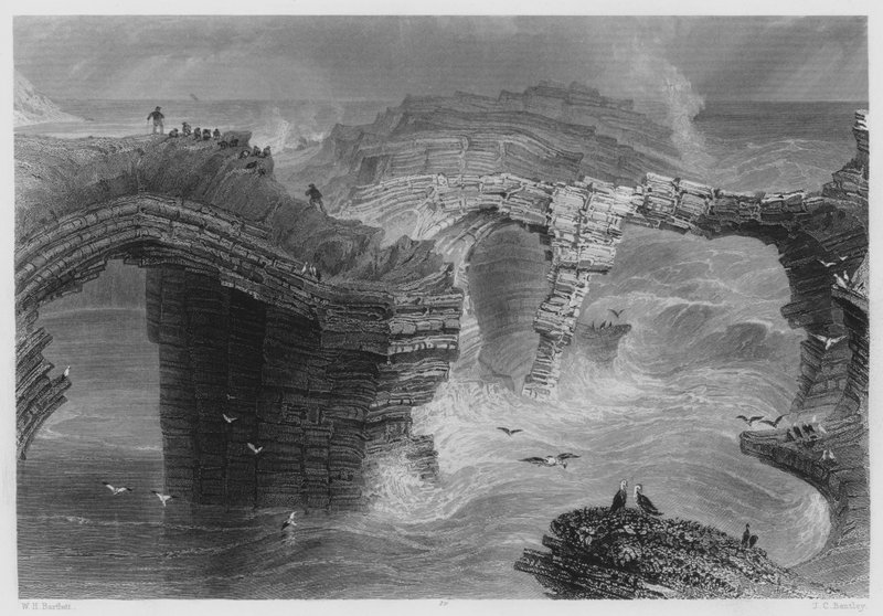 Pontes Naturais, perto de Kilkee (gravura) de William Henry (after) Bartlett