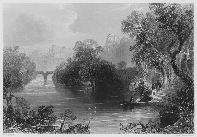 Old Weir Bridge, Killarney (gravura) de William Henry (after) Bartlett