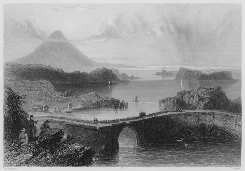 Ponte Pontoon, Lough Conn (gravura) de William Henry (after) Bartlett