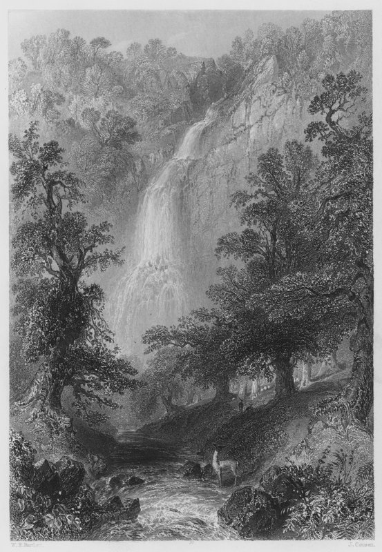 Powerscourt Fall (gravura) de William Henry (after) Bartlett