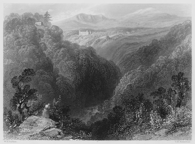 Powerscourt from the Dargle, County Wicklow (gravura) de William Henry (after) Bartlett
