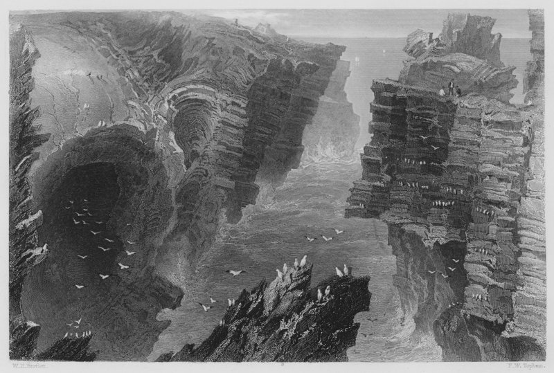 Buraco de Puffing, perto de Kilkee (gravura) de William Henry (after) Bartlett