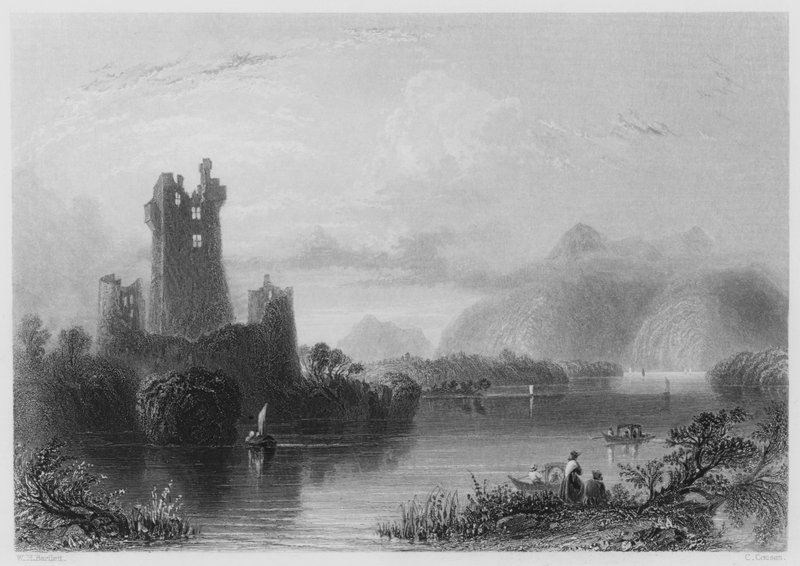 Castelo Ross, Killarney (gravura) de William Henry (after) Bartlett