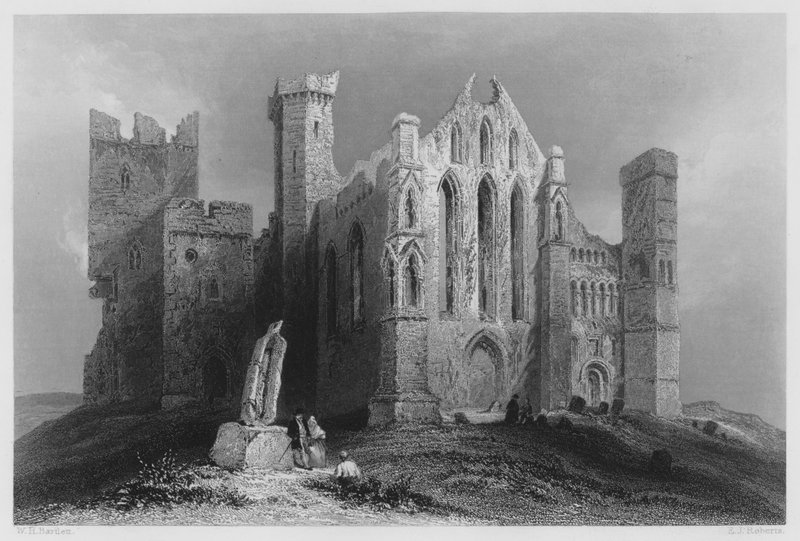 Ruínas em Cashel, do Sul (gravura) de William Henry (after) Bartlett
