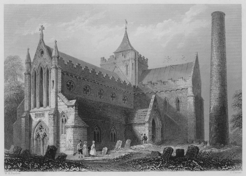 St Canice, Kilkenny (gravura) de William Henry (after) Bartlett