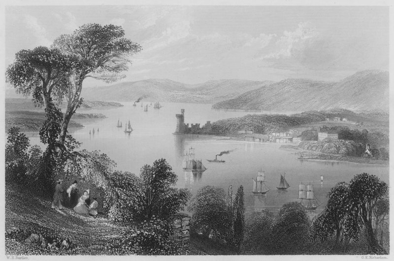 O rio Cork, de baixo da estrada de Glanmire (gravura) de William Henry (after) Bartlett
