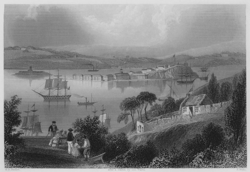 A Enseada de Cork, agora Queenstown (gravura) de William Henry (after) Bartlett