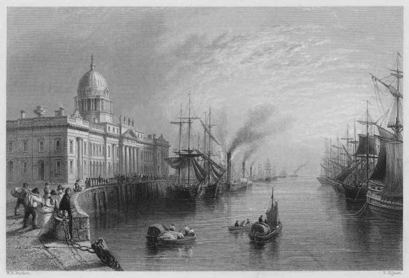 The Custom House, Dublin (gravura) de William Henry (after) Bartlett