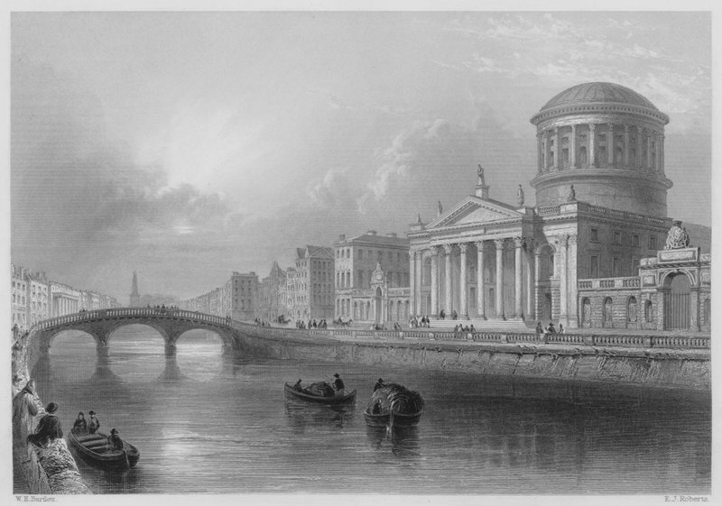 The Four Courts, Dublin (gravura) de William Henry (after) Bartlett