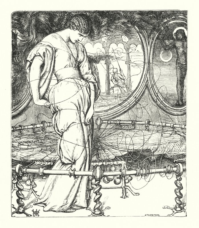 A Senhora de Shalott (gravura) de William Henry (after) Hunt