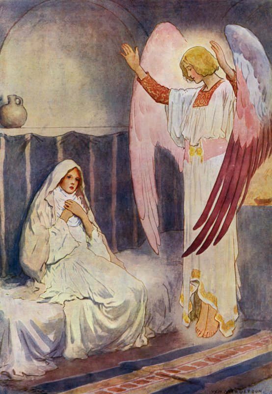 A Anunciação (cor litho) de William Henry (after) Margetson